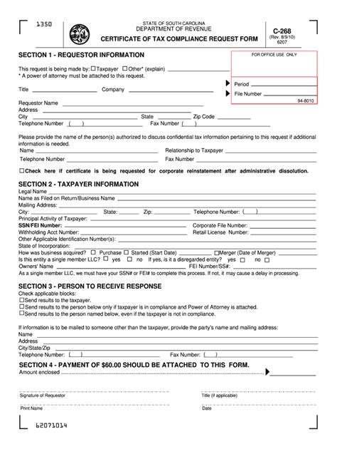 South Carolina Department Of Revenue Form C 268 Fill Out And Sign Printable Pdf Template