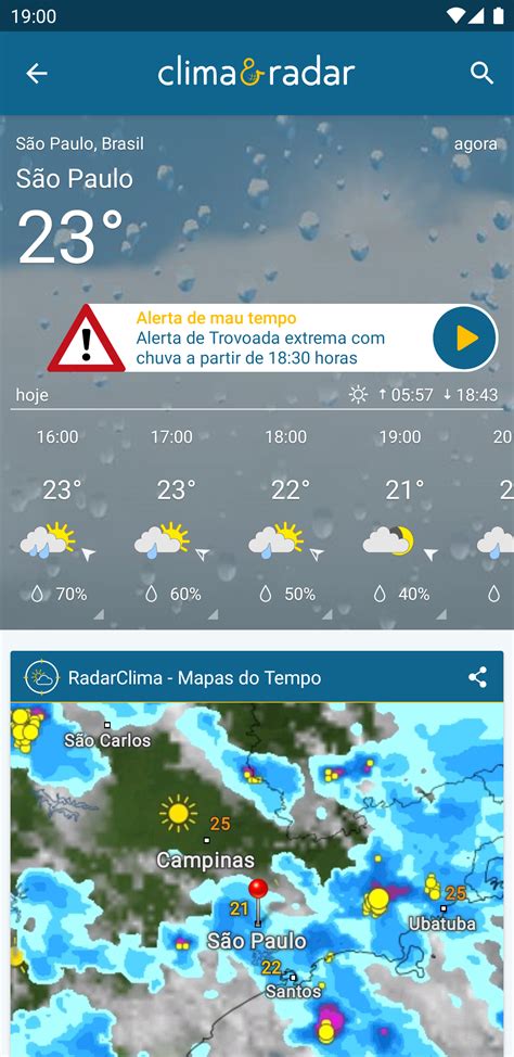 Clima Radar Previsão do tempo para iOS e Android