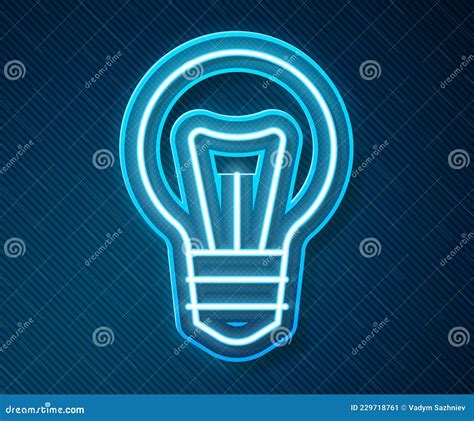 Glowing Neon Line Light Bulb With Concept Of Idea Icon Isolated On Blue