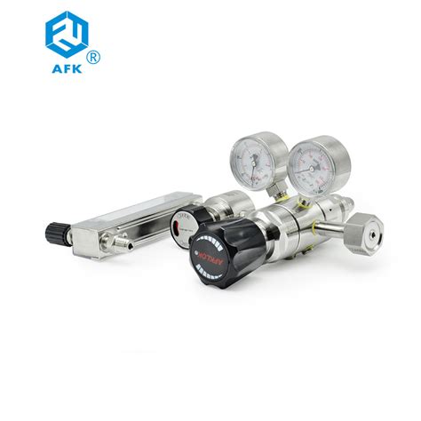 Dual Stage Co2 Gas Pressure Regulator Outlet With Diaphragm Valve 4500psi And Flowmeter 0 25l