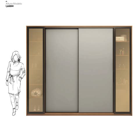 Amêndola Touch Nude Prime TX Guarda Roupa Casal Portas Vidro Reflecta e Gavetas Laredo