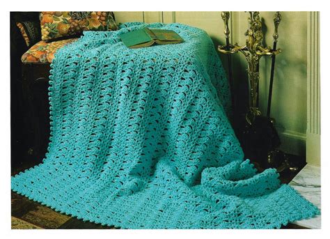 Vintage Crochet Birthstone Afghan Pattern Book • March Aquamarine Lapghan Crocheting Blanket