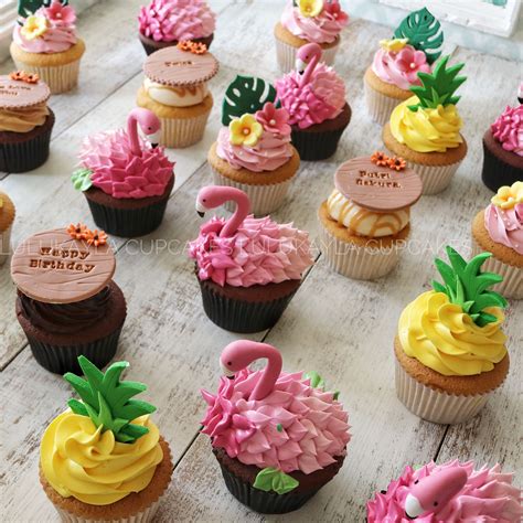 Flamingo Cupcakes Tropical Birthday Cake Tropical Cupcakes Luau