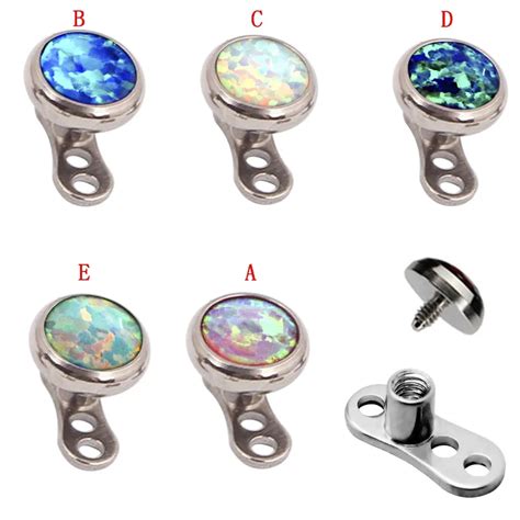 Pc G Titanium Opal Dermal Anchor Top Micro Dermal Piercing Micro