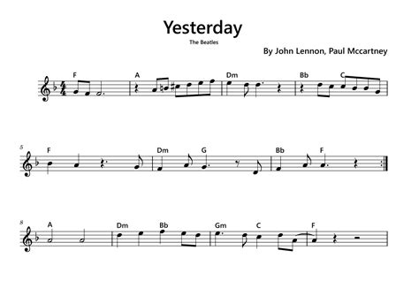 Yesterday Arr Funtom Sheet Music Adam Levine Tony Lucca Lead