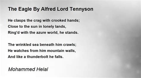 The Eagle By Alfred Lord Tennyson - The Eagle By Alfred Lord Tennyson Poem by Mohammed Helal