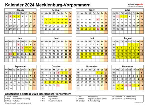 Kalender Mv Mit Ferien Und Feiertagen Gusty Katusha