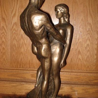 Vintage 1970 Nude Lovers Statue Bronze Color 18 Tall EstateSales Org