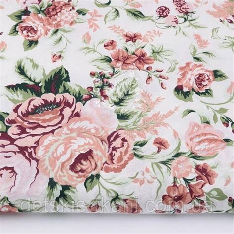 Cotton Fabric By The Yardcabbage Roses Fabricenglish Roses Etsy