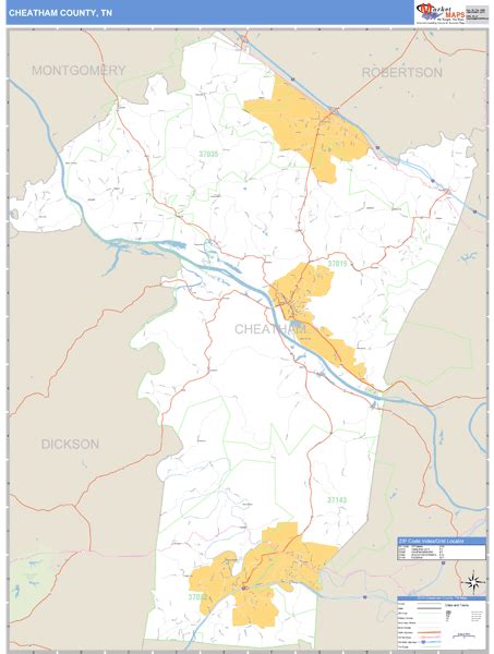 Cheatham County, Tennessee Zip Code Wall Map | Maps.com.com