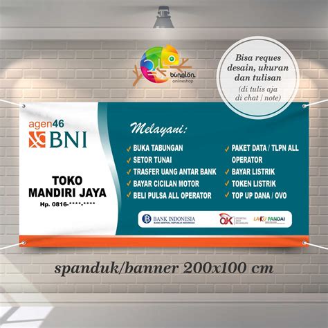 Jual Spanduk Banner Agen Bni 46 Ukuran Sedang Indonesiashopee Indonesia