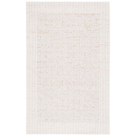 SAFAVIEH Marbella Collection Ivory Brown Doormat 3 Ft X 5 Ft Border