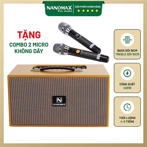 Loa Karaoke Xách Tay Nanomax X 210B Bass Đôi 16cm 420w Loa Kẹo Kéo