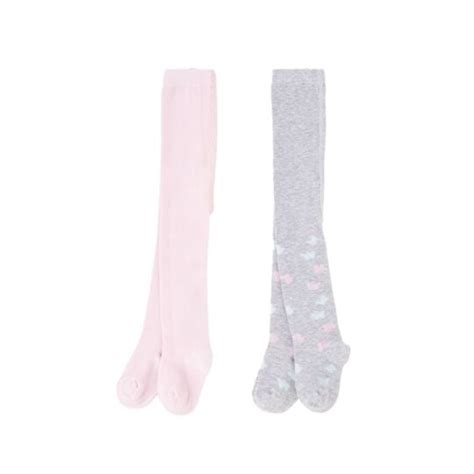 Collant bébé rose gris 3 6 mois TEX BABY le lot de 2 paires de