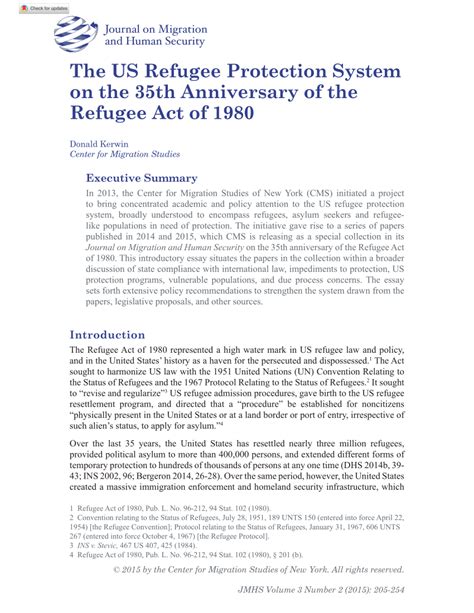 Pdf The Us Refugee Protection System On The 35th Anniversary Of The