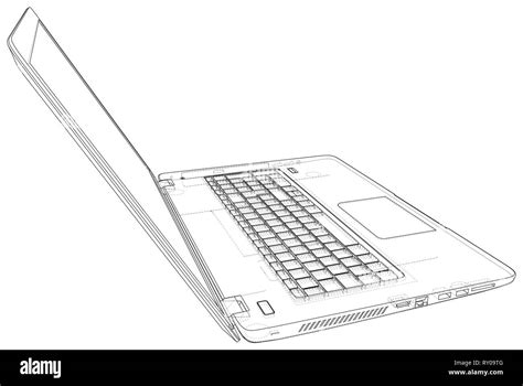 Laptop. outline computer. Vector illustration. Illustration of 3d Stock ...