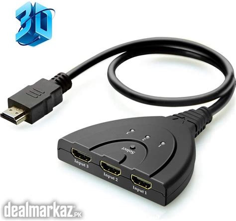 3 Port HDMI Splitter Switch Cable 2ft 3 In 1 Out Auto High Speed Switc