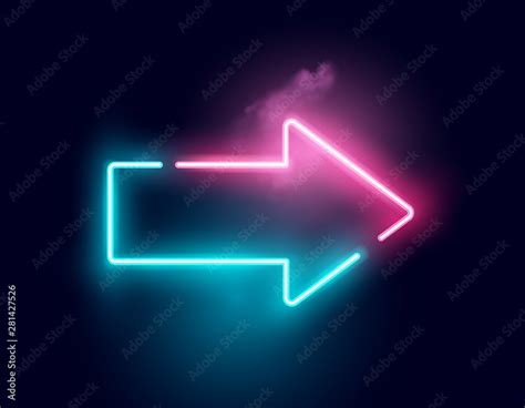 A glowing directional arrow neon sign. Vector illustration. Stock Vector | Adobe Stock