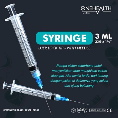 Jual Jarum Suntik Onehealth Syringe Luer Lock Tip Ml With Needle Spuit