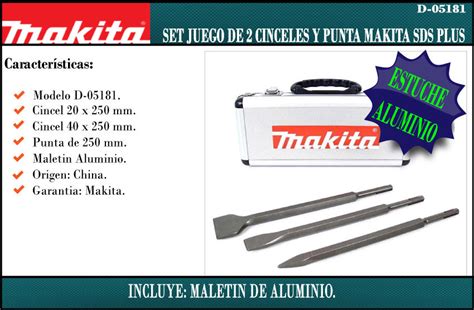 Makita Set 3 Piezas Sds Plus Punta Cincel Pala Centro De Materiales