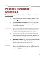 Pronoun Reference 2 Pdf Name Date PRONOUN REFERENCE EXERCISE 3