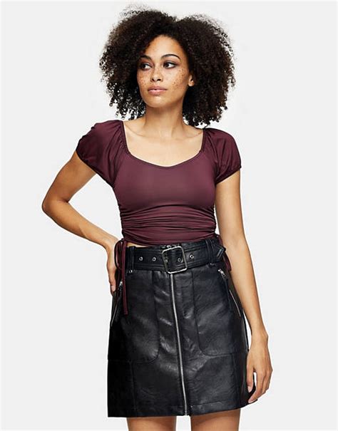 Topshop Faux Leather Biker Skirt In Black Asos