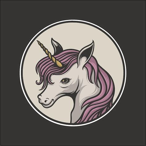 Ilustración De Vector De Cabeza De Unicornio Vector Premium