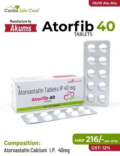 Fibovil Atorvastatin Tablet 40 Mg Prescription At Rs 2160 Box In Panchkula