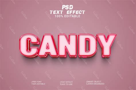 Pink Candy 3d Text Effect Photoshop Premium Psd File