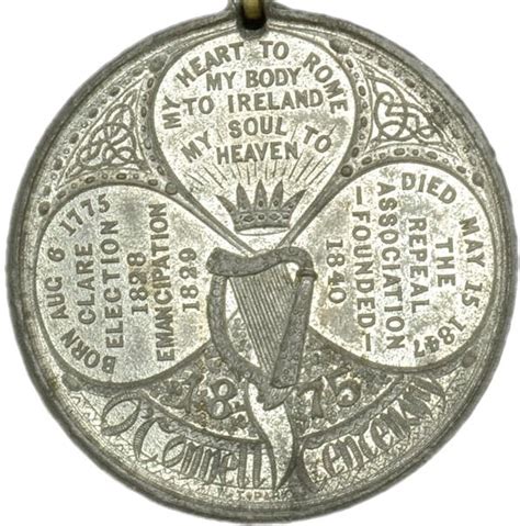 Medal Victoria Daniel Oconnell W T Parkes White Metal Irlande