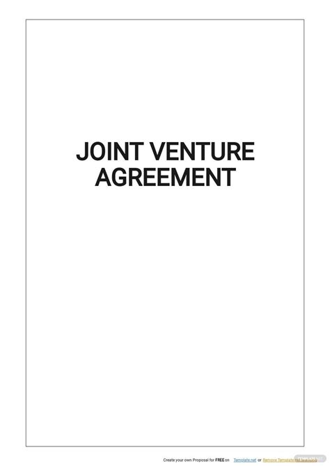 Joint Venture Agreement Template Google Docs Word Apple Pages Pdf