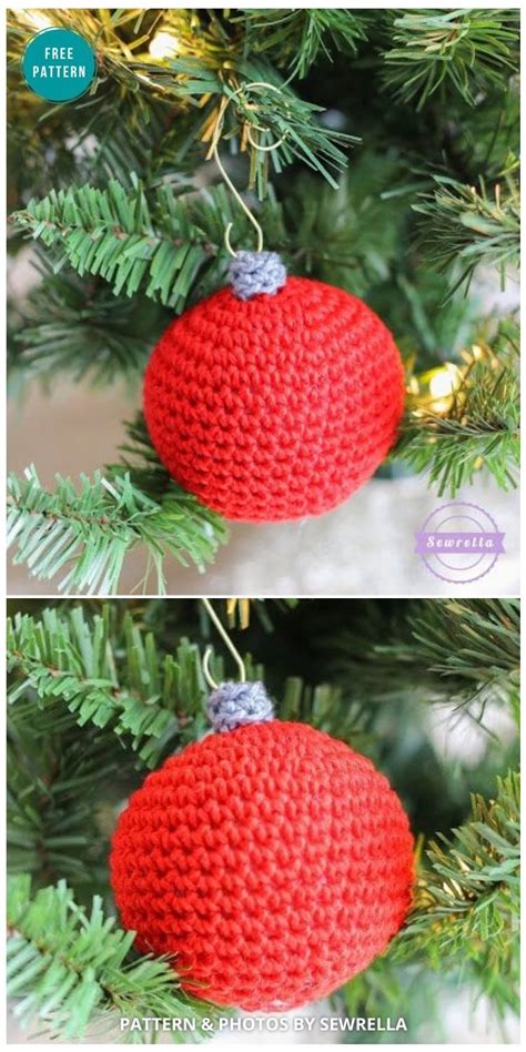 Free Crochet Christmas Bauble Tree Ornaments The Yarn Crew