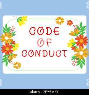 Text Caption Presenting Code Of Conduct Business Showcase Ethics Rules