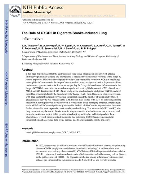 PDF Role CXCR2 In Cigarette Smoke Induced Lung Inflammation