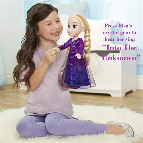 Disney Frozen Elsa Musical Doll Sings Into The Unknown Features 14 Film Phrases Dress Lights Up ...