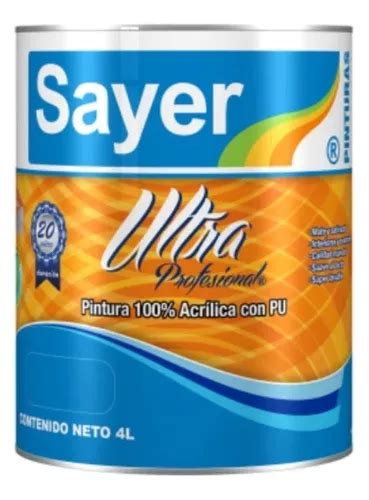 Pintura Acr Lica Blanco Satinado Sayer Ultra Profesional L Env O Gratis