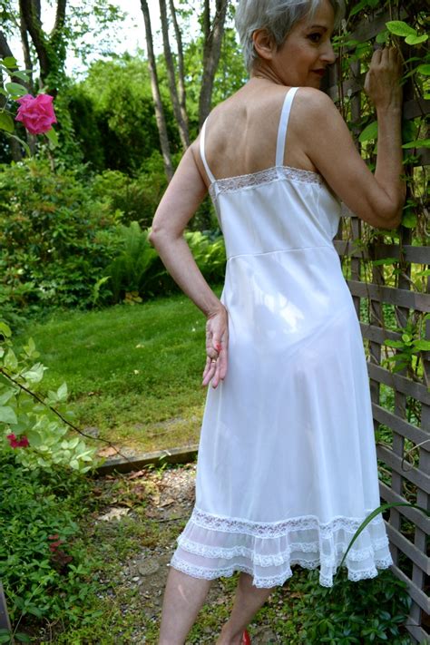 Flouncy 1950 S White Slip Dress Vintage Lingerie Chiffon And Lace