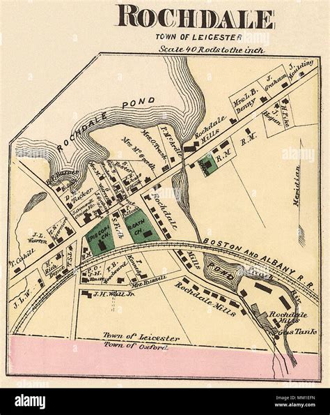 Map of Rochdale. 1870 Stock Photo - Alamy