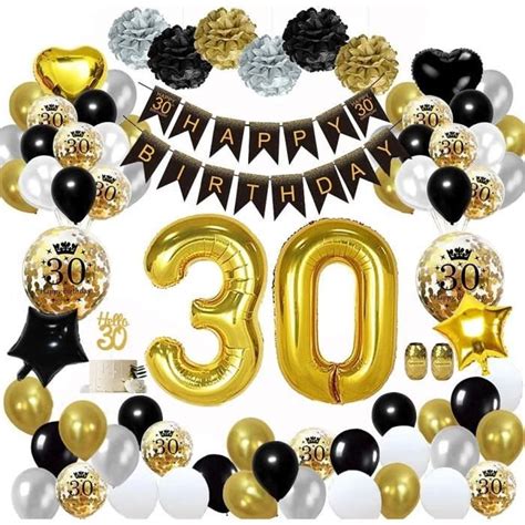 Ans D Corations Anniversaire De F Te En Noir Or Ballons Banni Res