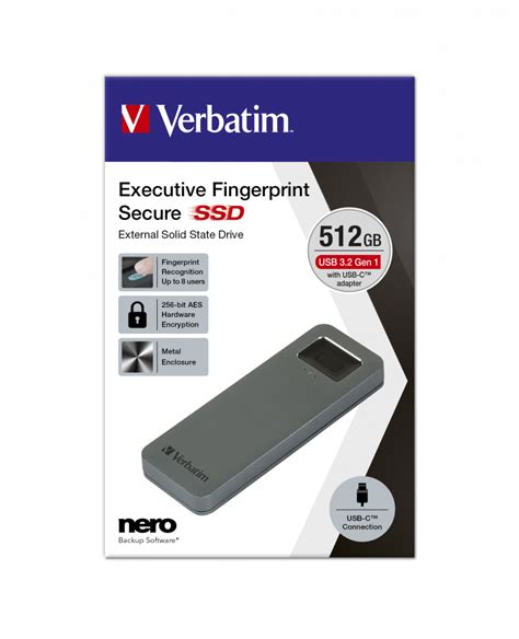 Executive Fingerprint Secure Ssd Usb Gen Usb C Gb Verbatim