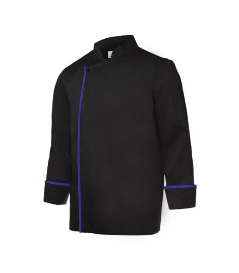 Chaqueta De Cocina Azul Ultramar Con Cuello Mao VELILLA Serie P405202TC