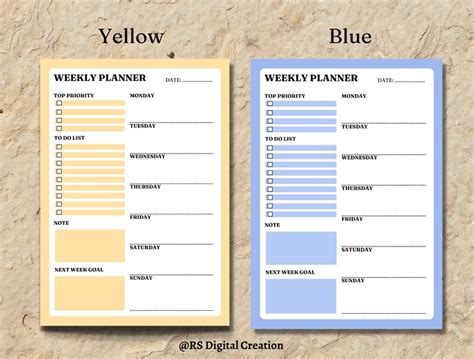 Colorful Weekly Planner Printable PDF Instant Download Quick Print A4 ...