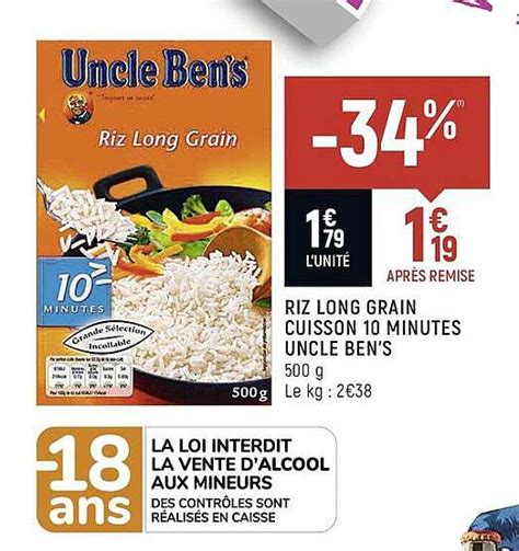 Promo Riz Long Grain Cuisson Minutes Uncle Ben S Chez Spar