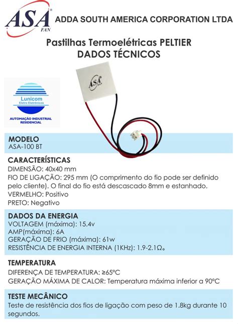 Lunicom Automa O Industrial E Residencial Pastilha Termoeletrica