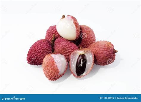 Frutas De Lychee En El Fondo Blanco Foto De Archivo Imagen De Consuma