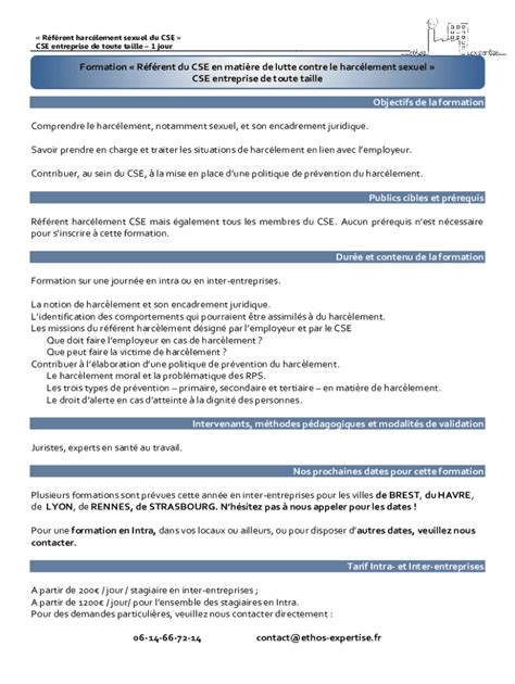 Fillable Online Rfrent Du Cse En Matire De Lutte Contre Le Harclement