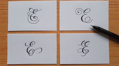 Calligraphy Letter E in Cursive / How To Write Capital Alphabet With ...