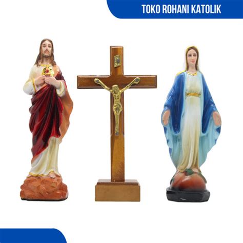 Jual Paket Patung Maria Yesus Salib Duduk Cm Perlengkapan Doa