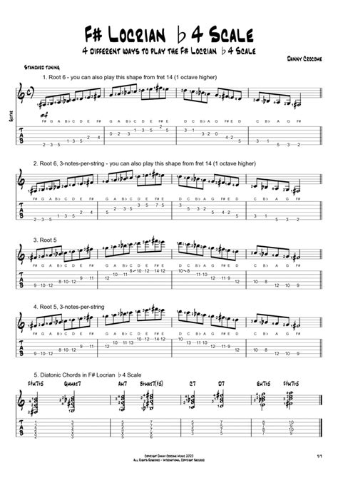 F Locrian B4 Scale 4 Ways To Play By Traditional Electric Guitar Digital Sheet Music