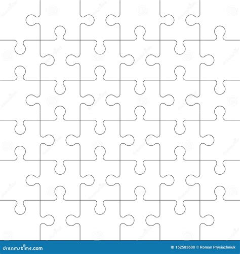 Puzzles Blank Template with Square Grid. Jigsaw Puzzle 6x6 Size with 36 Pieces. Mosaic ...